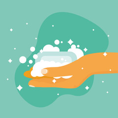 hands washing with soap and bubbles vector design