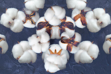 Abstract background consisting of soft white cotton flowers, background with textured effect of layer overlay modes