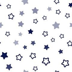Dark BLUE vector seamless background with colored stars. Glitter abstract illustration with colored stars. Texture for window blinds, curtains.