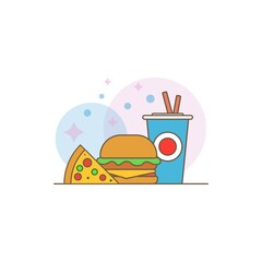 Set of cartoon fast food. Vector illustration, eps10, isolated on white.