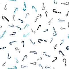 Light BLUE vector seamless texture with xmas sweets, candies.