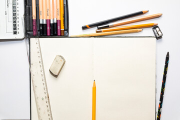 blank page set up for creativity in arts, science and finances