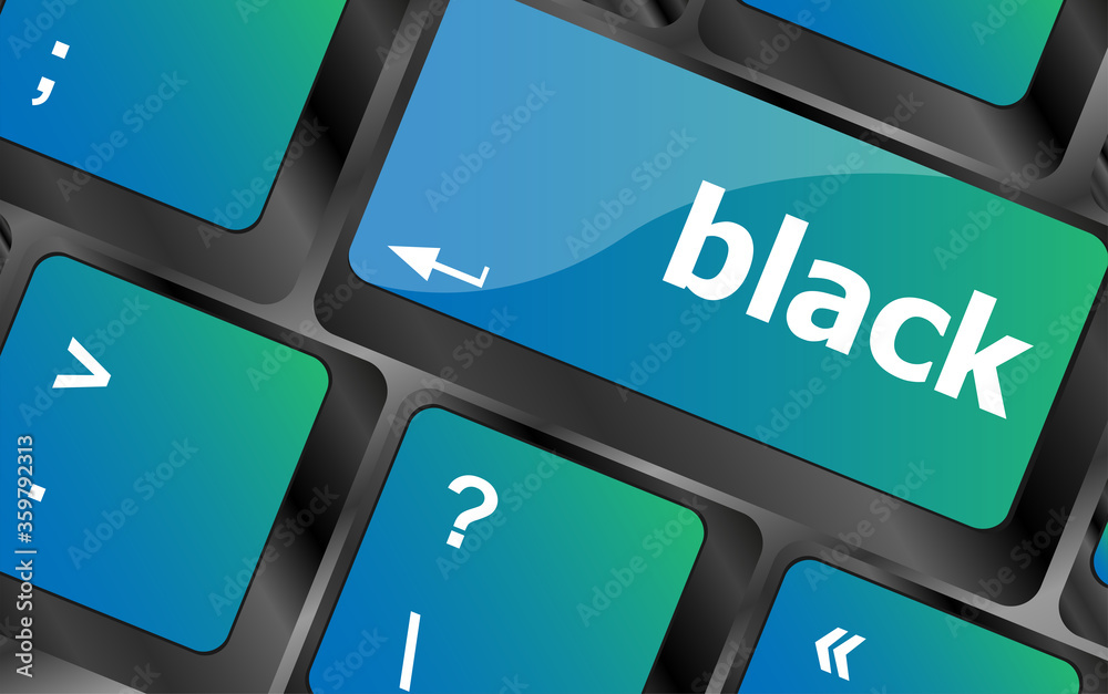 Poster black word. enter button on computer pc keyboard key
