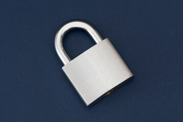 Locked Silver Padlock on the blue background.