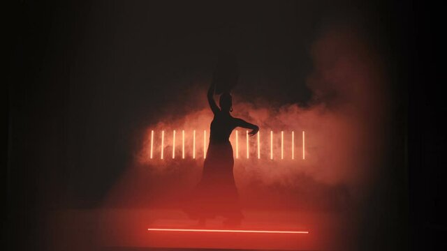 Flamenco Silhouette In Red Smoke