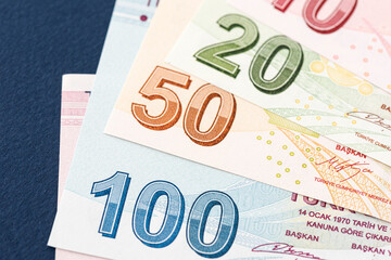 Turkish banknotes, Turkish Lira Numbers macro shot.
