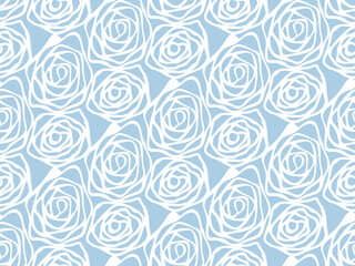 Hand drawn swirl rose flower pattern seamless repeat background