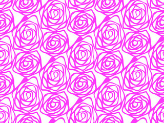 Hand drawn swirl rose flower pattern seamless repeat background