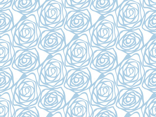 Hand drawn swirl rose flower pattern seamless repeat background