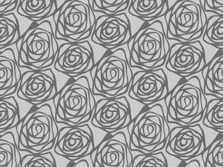 Hand drawn swirl rose flower pattern seamless repeat background