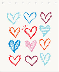 Set of  hand drawn heart. Hand drawn  hearts isolated on white background. Vector illustration for your graphic design