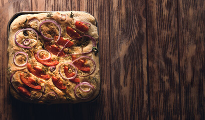 homemade focaccia on table