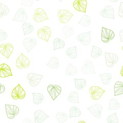 Light Green vector seamless doodle texture with leaves. A vague abstract illustration with leaves in doodles style. Design for textile, fabric, wallpapers.