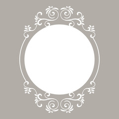 Vintage white frame on brown background. - Vector.