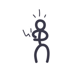 Stickfigure with stomach ache fill style icon vector design