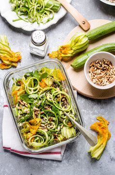 Bento box with buckwheat and marinated zucchini salad