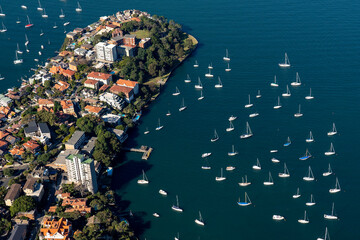 Aerial view of Neutral bay Harbour, boats from above
