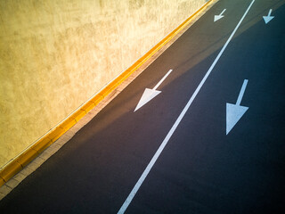 Road, lines on the asphalt of a parking entrance