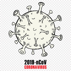 Doodle of Stop Coronavirus on transparent background.Vector illustration