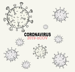 Doodle of  Coronavirus on paper background.Vector illustration