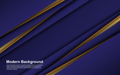 Illustration vector graphic of abstract background black and blue color with golden line modern