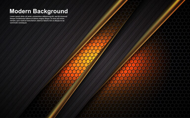 Illustration vector graphic of abstract background golden line and black color on dimension orange modern