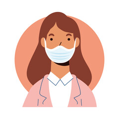 Woman with medical mask vector design