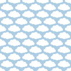 Fluffy cloud seamless repeat pattern background