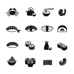 japanese food icons set 
