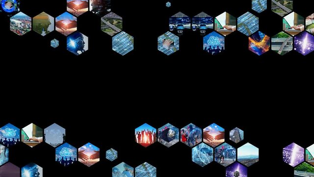 A lot of video in cyberspace. Business background pattern animation. Business strategy.