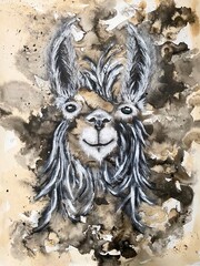 Expressive Painting of a Llama or Alpaca