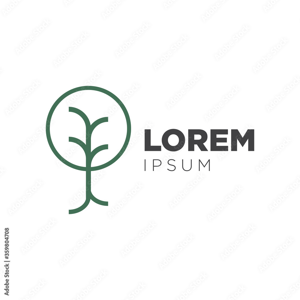 Wall mural nature logo design template for botanical agriculture company business