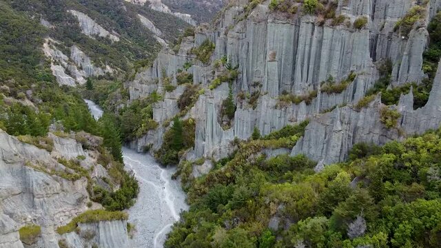 The Putangirua Pinnacles formation from LOTR 1, Droneshot
