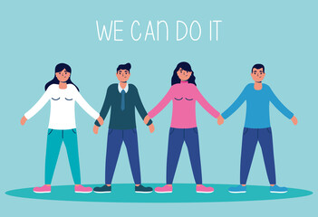group of people with we can do it message