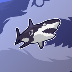 Shark sport mascot logo design template for badge, 
emblem, t-shirt