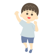 喜ぶ少年のイラスト