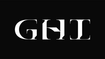 Custom Serif Typeface letters G, H, and I in white font with elegant details. Alphabet capital letters in a minimal fashion style with geometric and modern character.