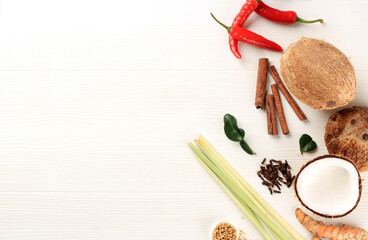 Bumbu Rendang Copy Space on White Background