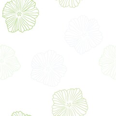 Light Green, Yellow vector seamless abstract pattern with flowers. Sketchy doodle flowers on white background. Pattern for design of fabric, wallpapers.