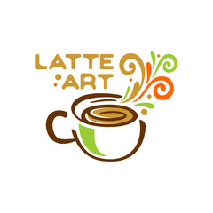 Latte Coffee Logo Art Vector Illustration