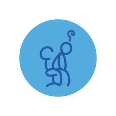 Stickfigure with headache on seat block style icon vector design