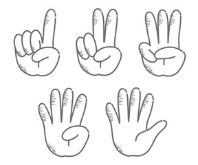 ハンドジェスチャー・数字セット・レトロタッチ
