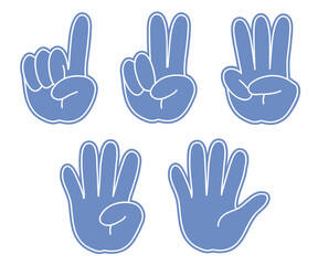 ハンドジェスチャー・数字セット・ベタ塗り