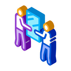 people holding glass icon vector. isometric people holding glass sign. color isolated symbol illustration