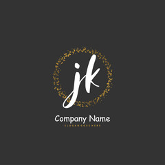 J K JK Initial handwriting and signature logo design with circle. Beautiful design handwritten logo for fashion, team, wedding, luxury logo.