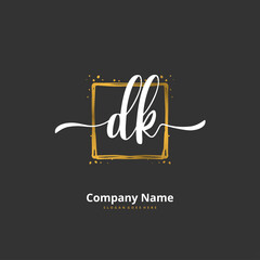 D K DK Initial handwriting and signature logo design with circle. Beautiful design handwritten logo for fashion, team, wedding, luxury logo.