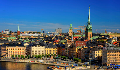 Obraz premium View onto Stockholm old town Gamla Stan in Sweden