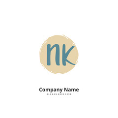 Fototapeta premium N K NK Initial handwriting and signature logo design with circle. Beautiful design handwritten logo for fashion, team, wedding, luxury logo.