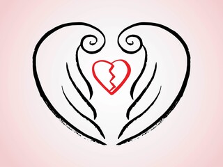 Angel Wings for Mental Care,logo,icon,line drawing, vector