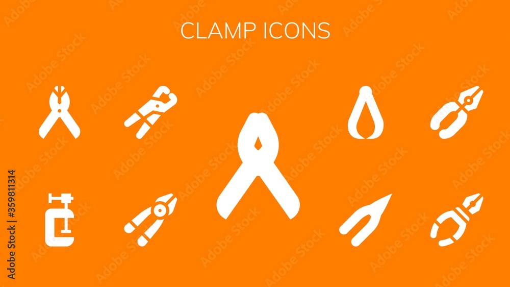 Wall mural clamp icon set